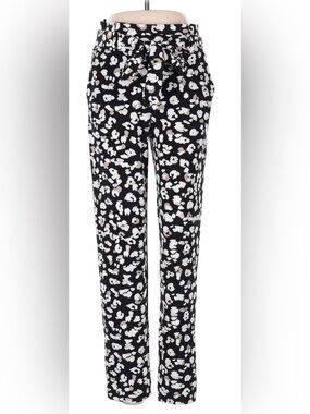 Black Animal Print Tapered Dress Pants